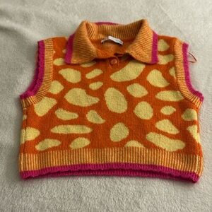 Zara Orange and Yellow Knit Sweater
